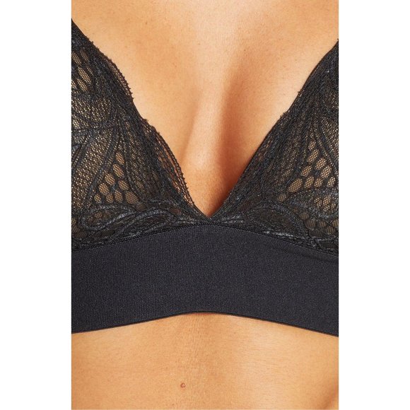 🆕 LIVELY Lace Longline Wireless Triangle Bralette Bra Black Small - Picture 4 of 11